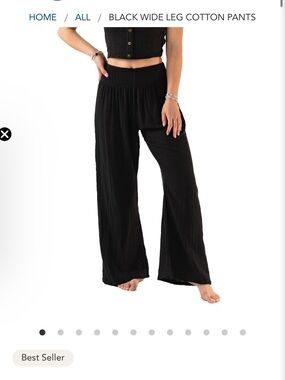 Black Wide Leg lotus and Luna Cotton Pants